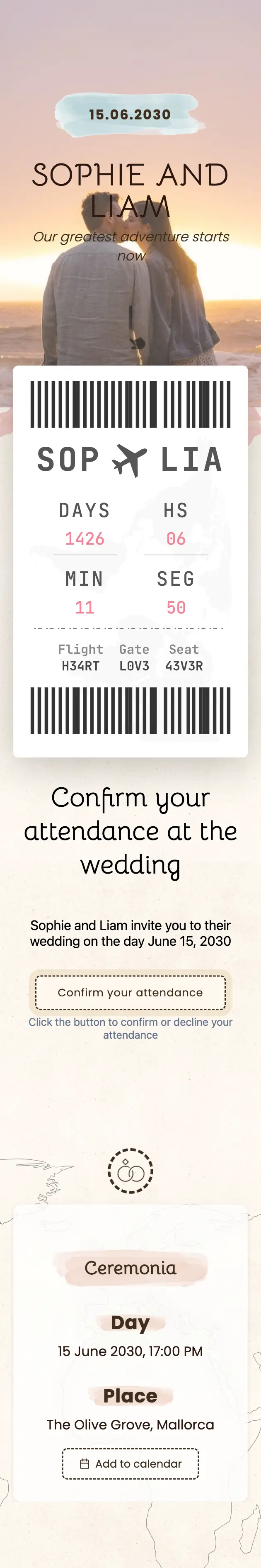 Wedding invitation design, Adventure theme