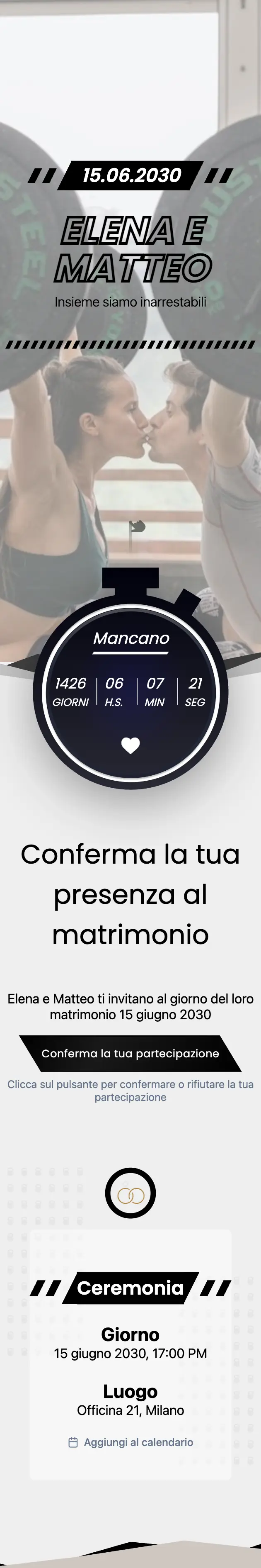 Design di invito di nozze, tema Sportivo